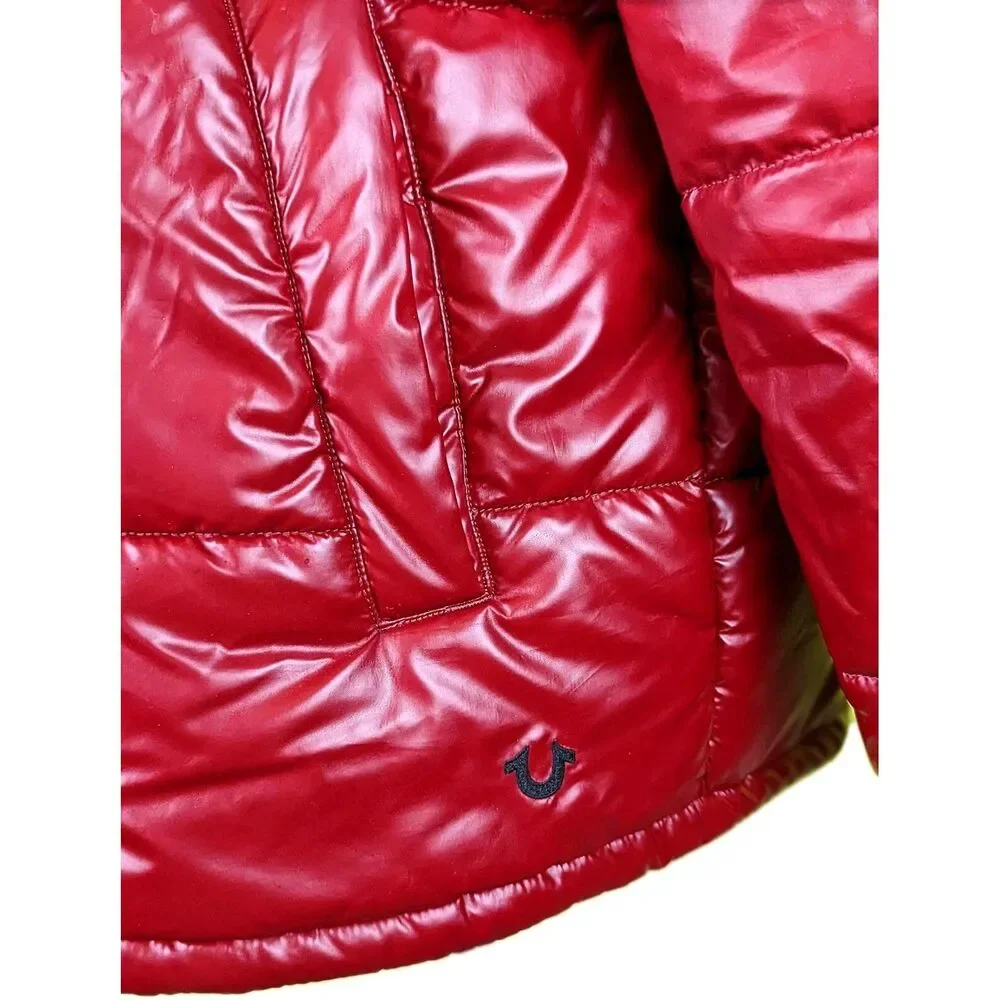 True Religion Quilted Puffer Jacket Shiny Red #103122 Men's 2XL EUC